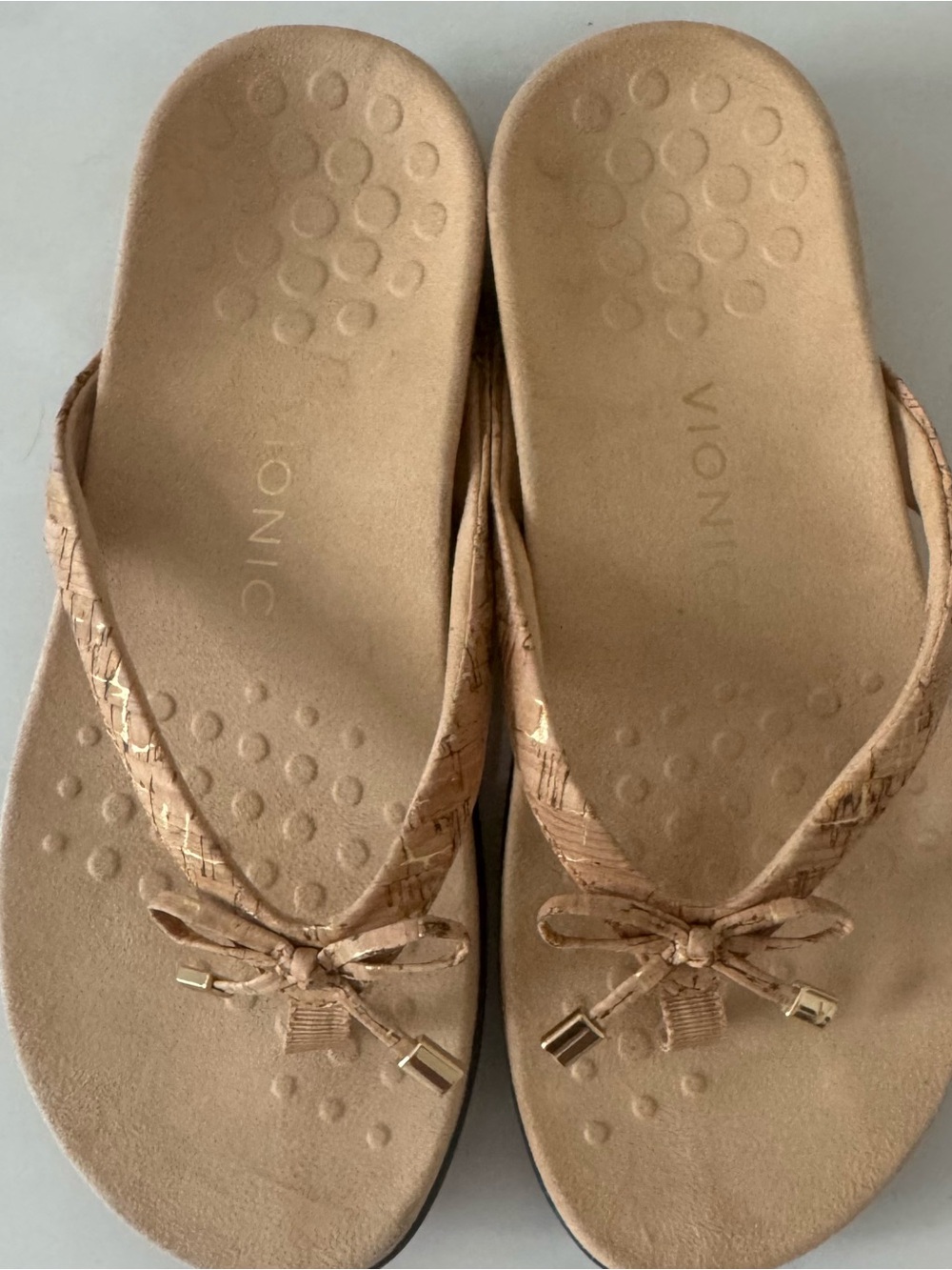 Vionic Bella Cork Print Orthotic Toe Post Sandals Women’s 8.5 Wide - Picture 2 of 5